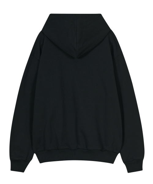 Flower Appliqué Zip Hoodie [Black]