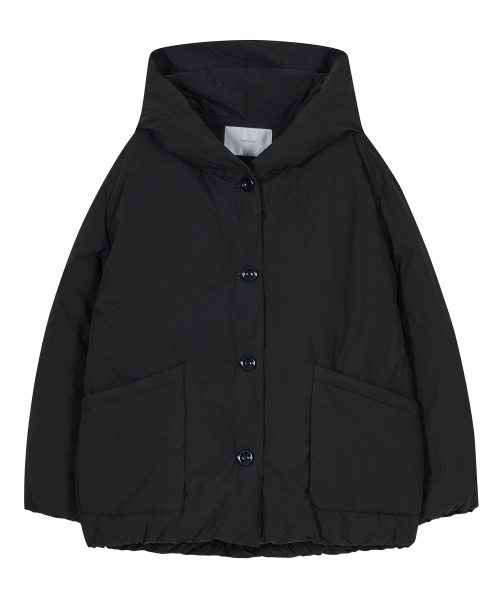 Cotton Hooded Puffer Jacket [Black]