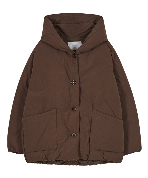 Cotton Hooded Puffer Jacket [Brown]