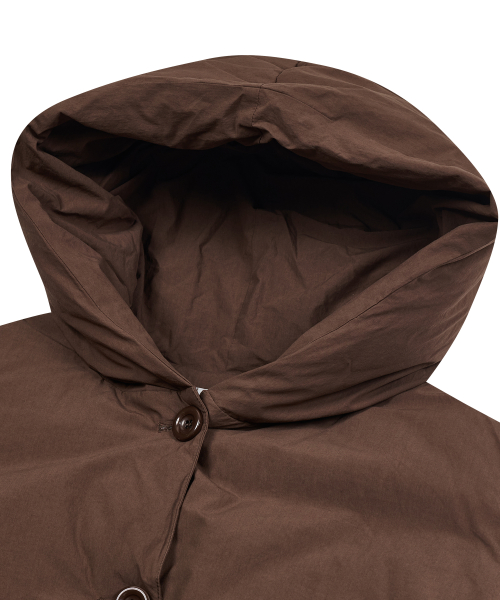Cotton Hooded Puffer Jacket [Brown]