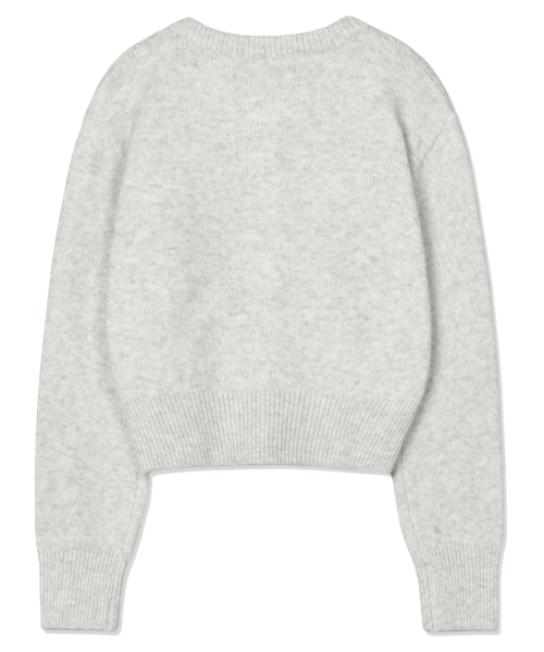 BETTY BOOP Heart Round Neck Crop Cardigan_Light Gray