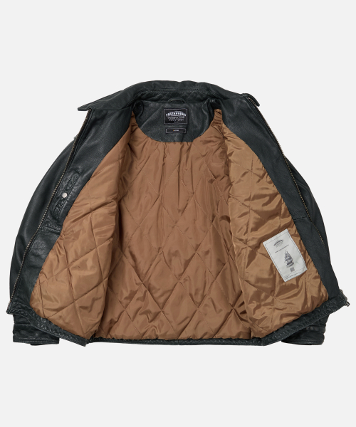 DESTROYED COWHIDE LEATHER JACKET _ WASHED OLIVE