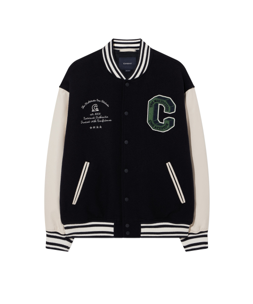 Шерстяной бомбер Letterman Dark Navy