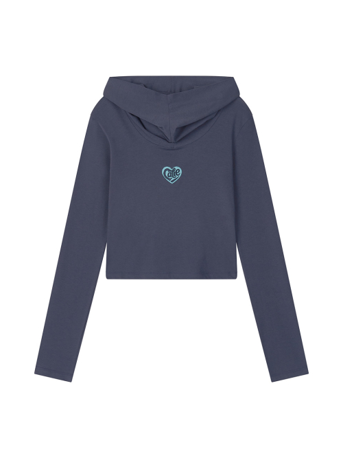 OPEN SHOULDER HOOD T-SHIRT NAVY