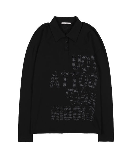 Оверсайз поло с перекрестной спиной (BLACK) F25ZB021