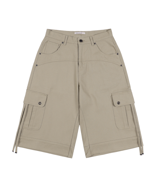 CROSS POCKET BERMUDA PANTS (BEIGE) F25ZD975