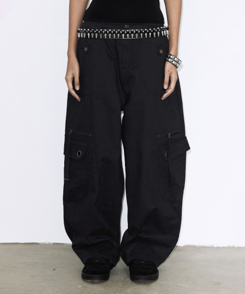 CROSS POCKET CARGO PANTS (BLACK) F25ZD976
