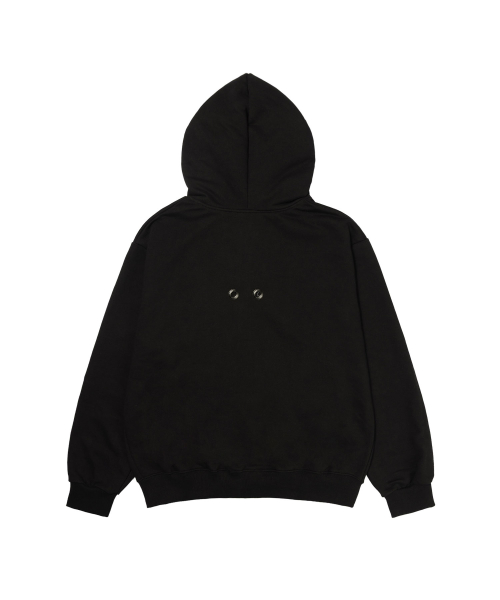 BIG CROSS EYELET HOODED ZIP-UP (BLACK) F26QB038