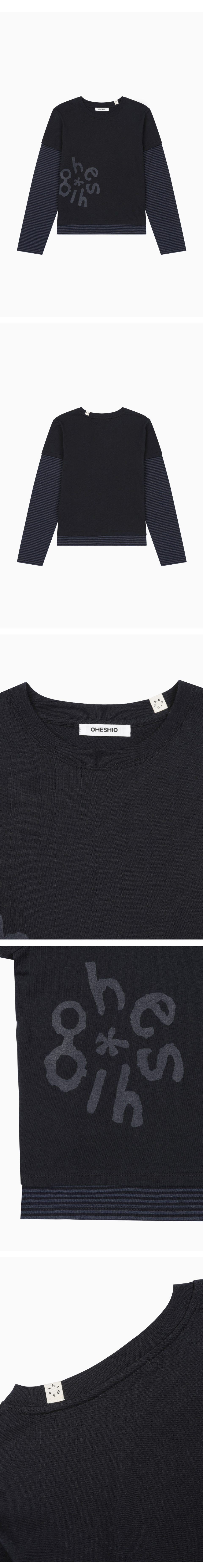 トップス OHESHIO layered stripe t-shirts MUSINSA公式 | OHESHIO LOGO LAYERED STRIPE LONG T-SHIRT, NAVY