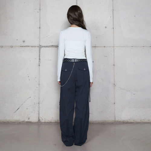 WAIST STRING COTTON PANTS NAVY BR4WP001