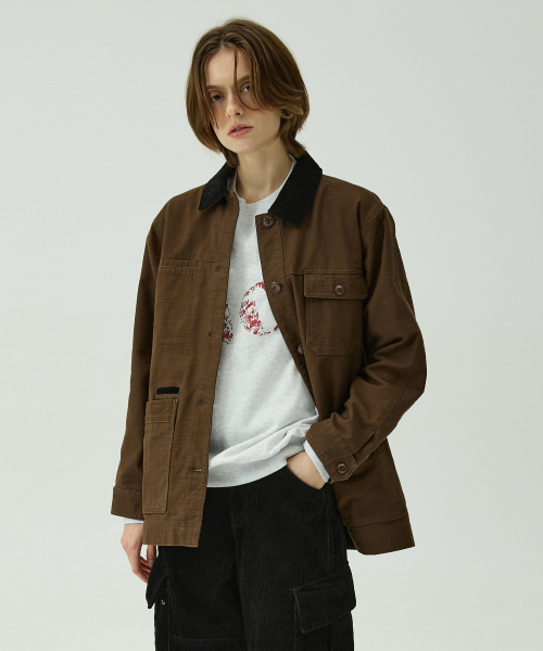 Куртка-чоре Bethany 5656 из сатинового хлопка Semi-Overfit Dark Brown