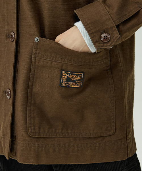 Куртка-чоре Bethany 5656 из сатинового хлопка Semi-Overfit Dark Brown