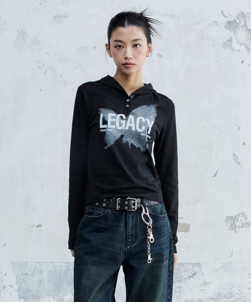 (W) LEGACY с капюшоном длинный рукав черный