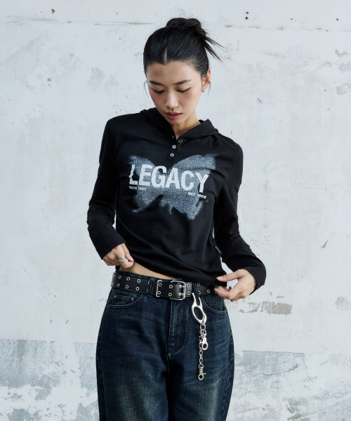 (W) LEGACY с капюшоном длинный рукав черный
