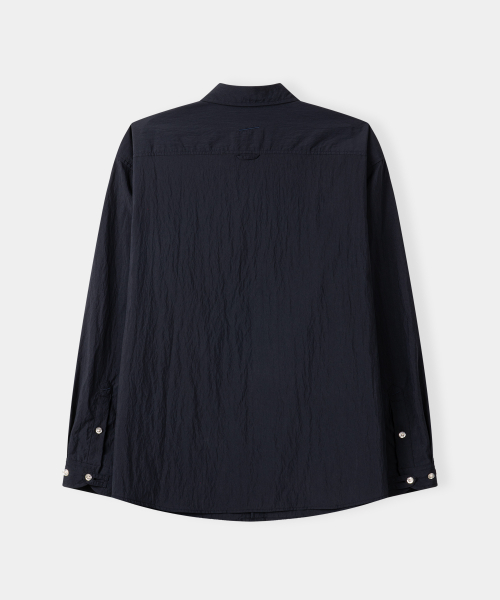 Нейлоновая рубашка с жатым эффектом и косым карманом (Deep Navy)