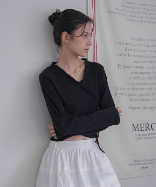 Wrap Frill длинный рукав [черный]