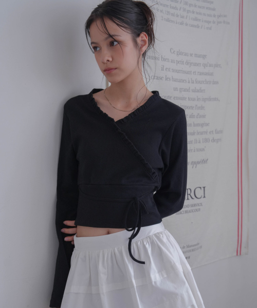 Wrap Frill длинный рукав [черный]