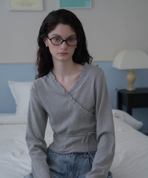 Wrap Frill длинный рукав [Melange]