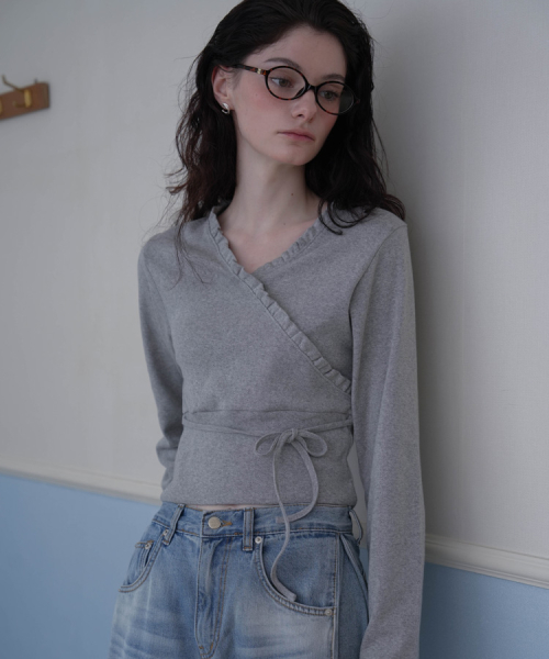 Wrap Frill длинный рукав [Melange]