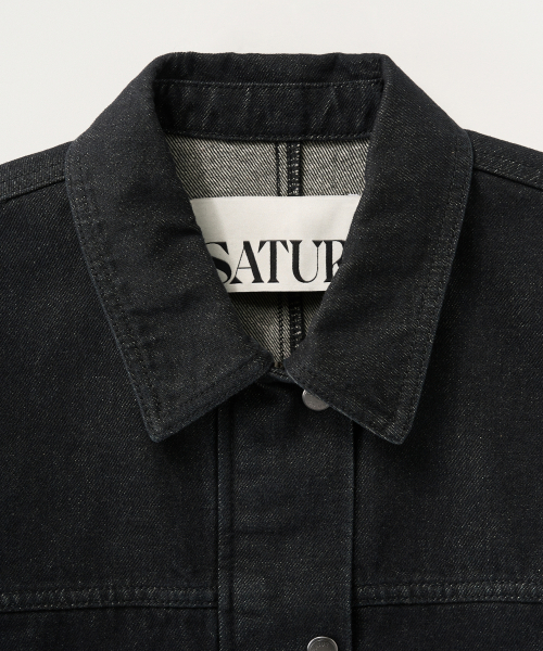 (W) Куртка из денима non-fade half single Black