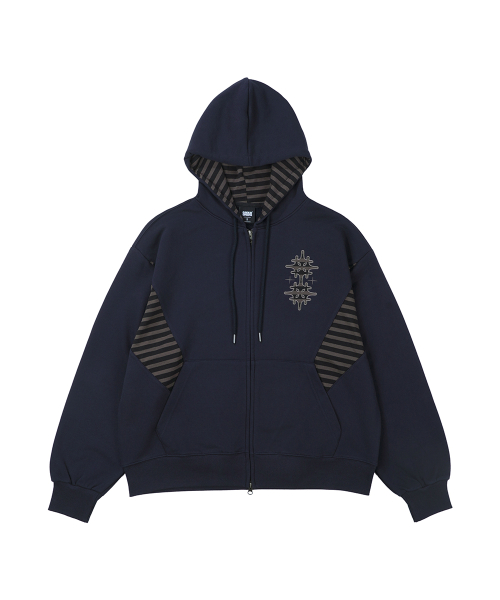 Худи на молнии в полоску Four Star_Dark Navy