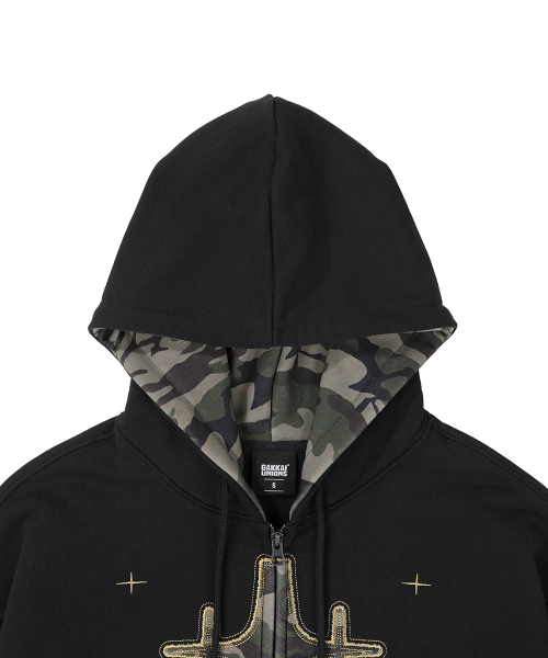 Худи на молнии Camo Patch Four Star Black