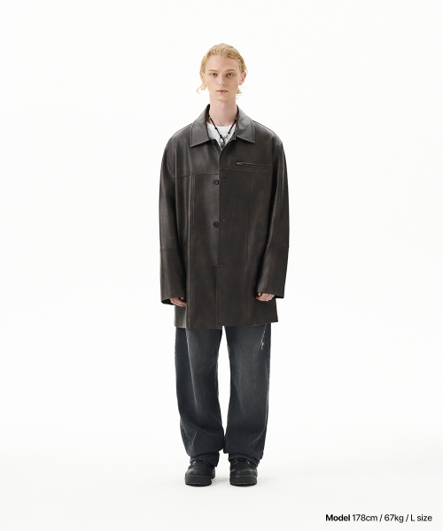 FAUX кожа CARCOAT обработанный черный(MG2FFMC840A)