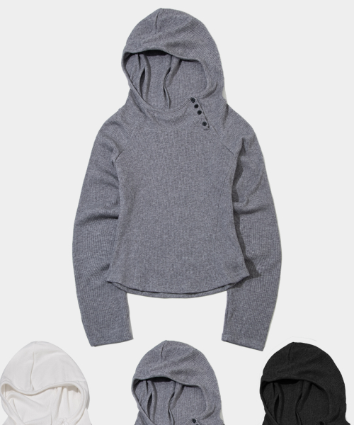 Кроп-худи в рубчик с вышивкой и пуговицами сбоку (3 colors)