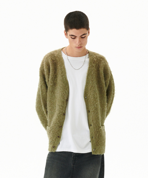 MIXED HAIRY вязаный кардиган KHAKI(MG2FFMK681A)