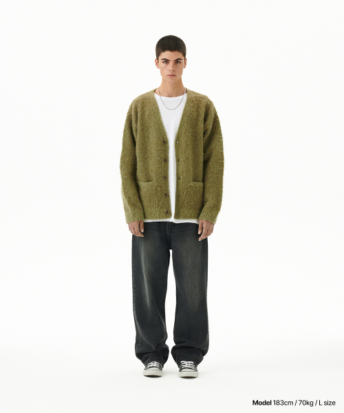 MIXED HAIRY вязаный кардиган KHAKI(MG2FFMK681A)