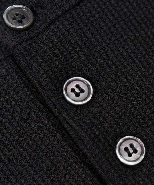 HENLEY NECK WAFFLE LONG SLEEVEE (черный)