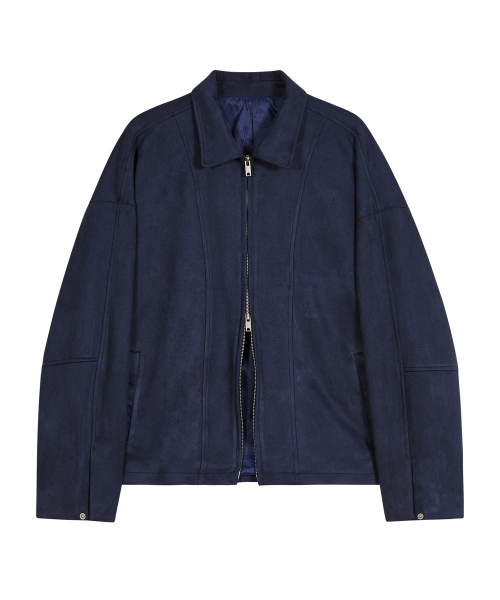 86-IRO346 замшевая куртка с контрастной строчкой Navy