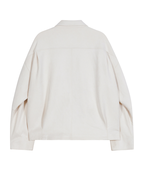Замшевая куртка 86-IRO346 с контрастной строчкой Ivory