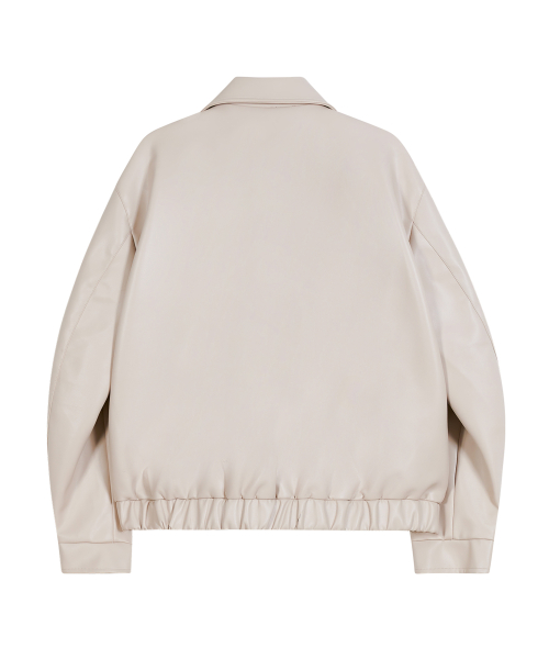Кожаная куртка с карманами 86-IRO347 Ivory