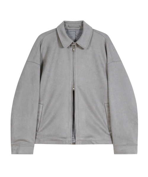 Замшевая куртка 86-IRO350 с пуговицей на шее Grey
