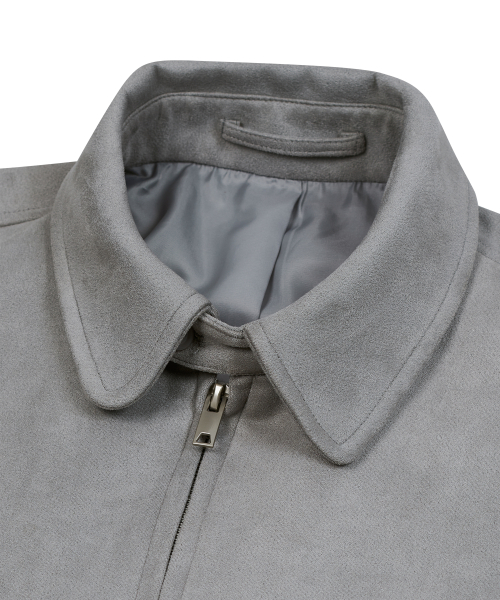 Замшевая куртка 86-IRO350 с пуговицей на шее Grey