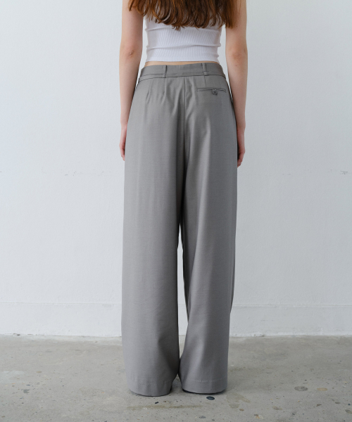 BELTED PINTUCK широкий SLACKS - серый