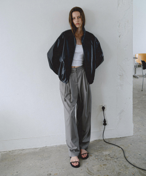 BELTED PINTUCK широкий SLACKS - серый