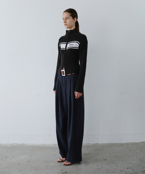 BELTED PINTUCK широкий SLACKS - темно-синий