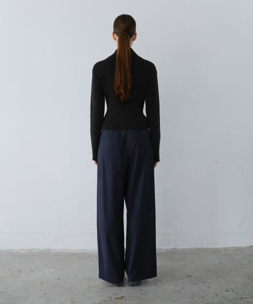 BELTED PINTUCK широкий SLACKS - темно-синий