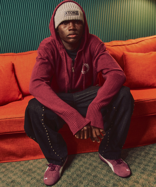 Трикотажное худи на молнии XTK156 (BURGUNDY)