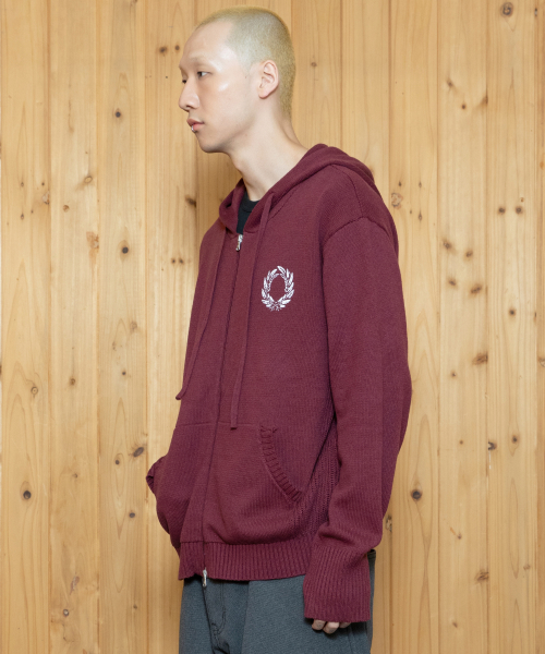 Трикотажное худи на молнии XTK156 (BURGUNDY)