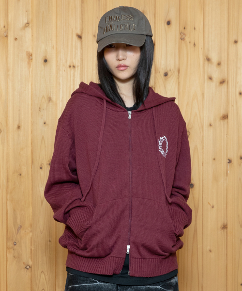Трикотажное худи на молнии XTK156 (BURGUNDY)