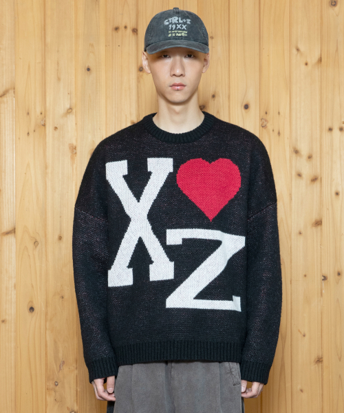 Пушистый пуловер XTK167 Love (BLACK)