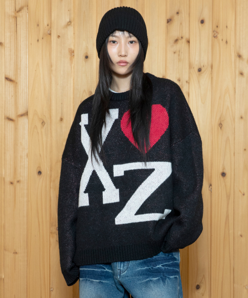 Пушистый пуловер XTK167 Love (BLACK)