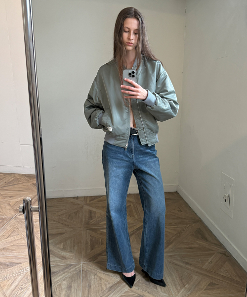 SHIRRING BOMBER JUMPER - KHAKI