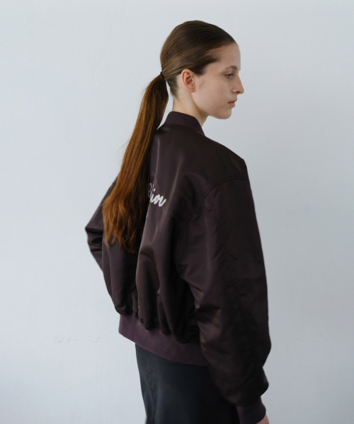 SHIRRING BOMBER JUMPER - WINE