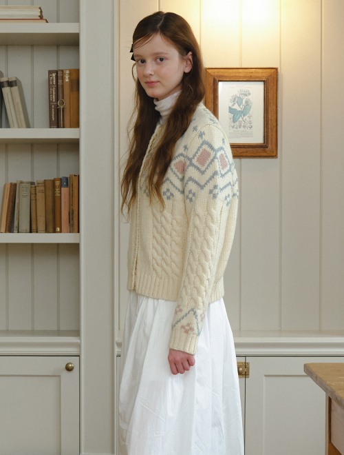 Rustic mood twist шерсть кардиган - ivory