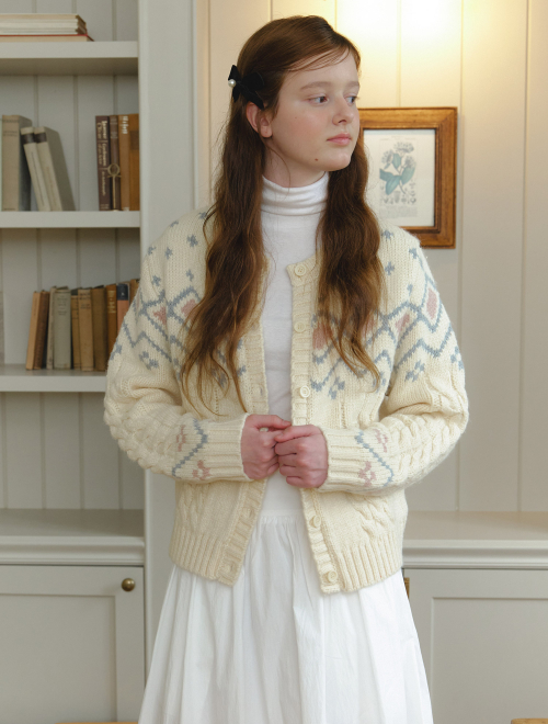 Rustic mood twist шерсть кардиган - ivory