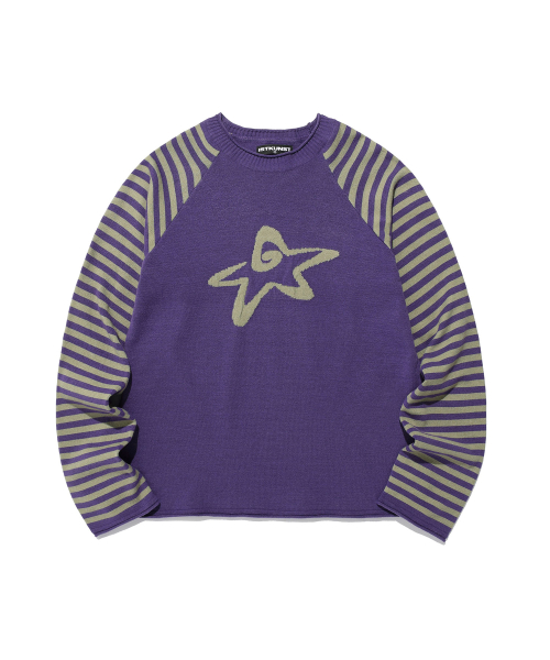 STAR STRIPE RAGLAN KNIT_PURPLE(IK2FFMK600A)